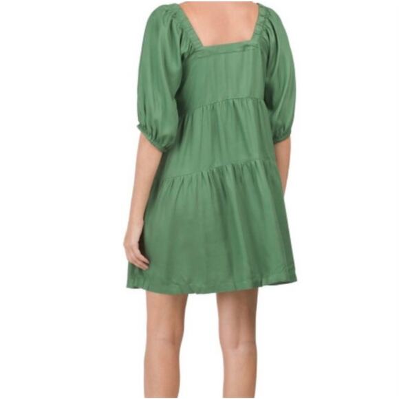Beyond Words | Square Neck Puff Sleeve Tiered Mini Dress | Size Small - Picture 3 of 8